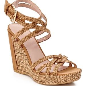 STUART WEITZMAN Rein Braided Tan Wedge Sandalssz 8.5 price firm!